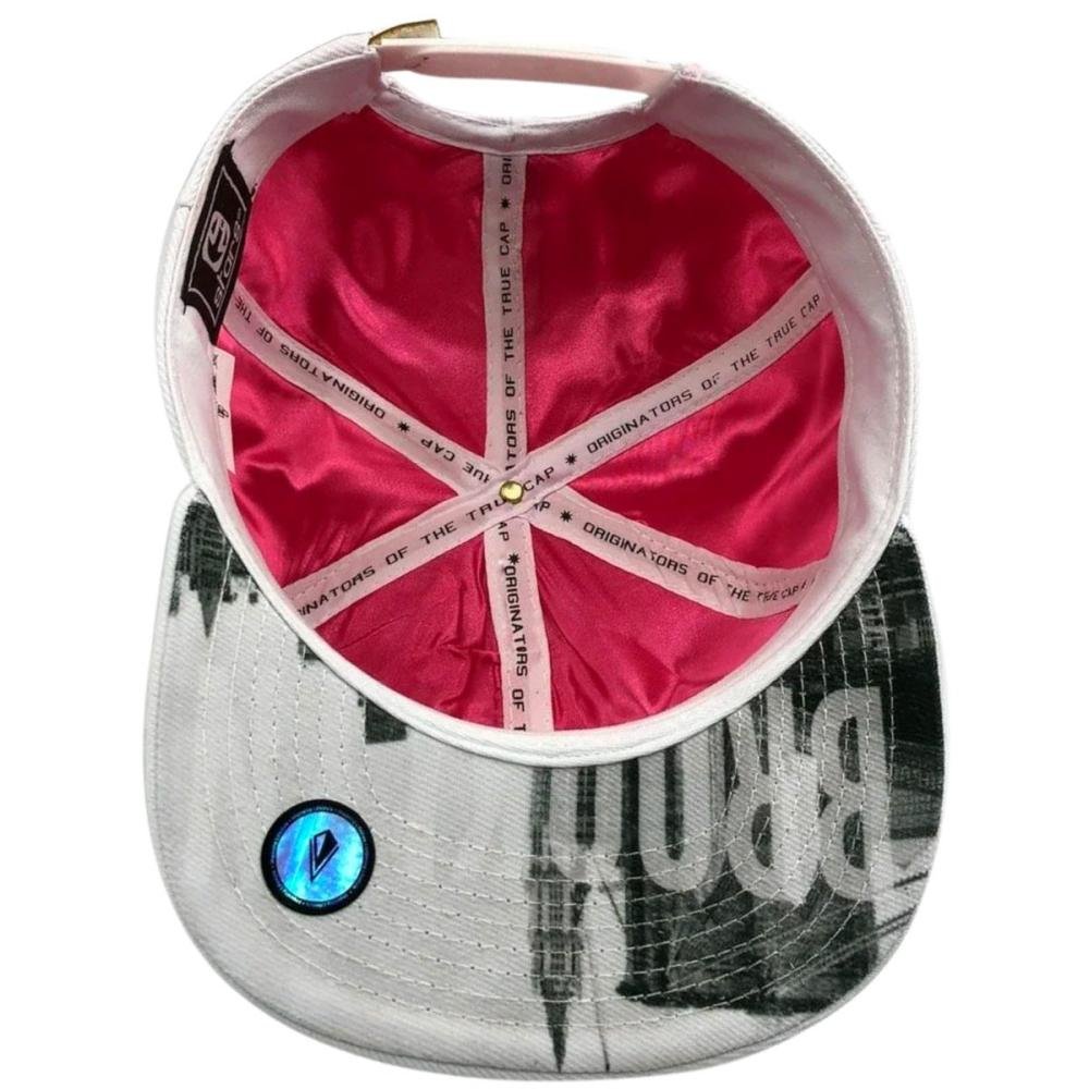 Boné Aba Reta E-Stars Logo Brooklyn Alto Relevo Masculino Branco 4