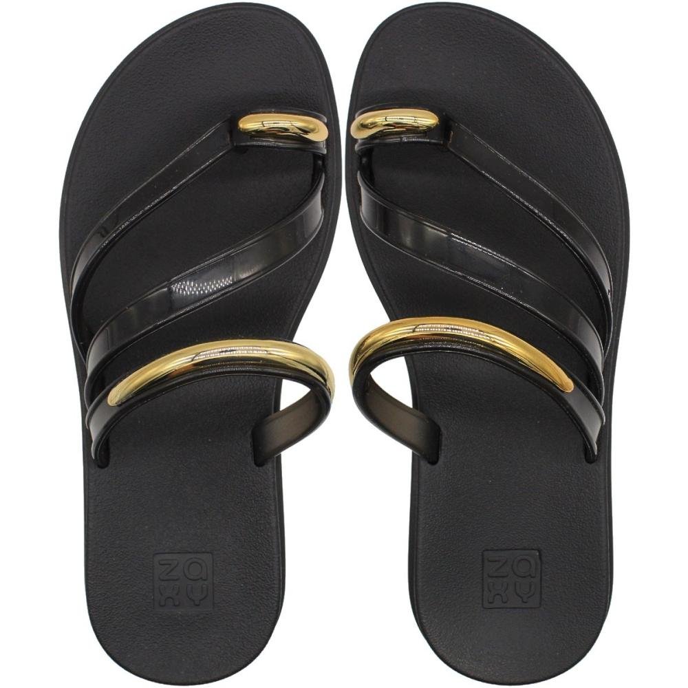 Chinelo de Dedo Zaxy Lume Tiras Metal Feminina
