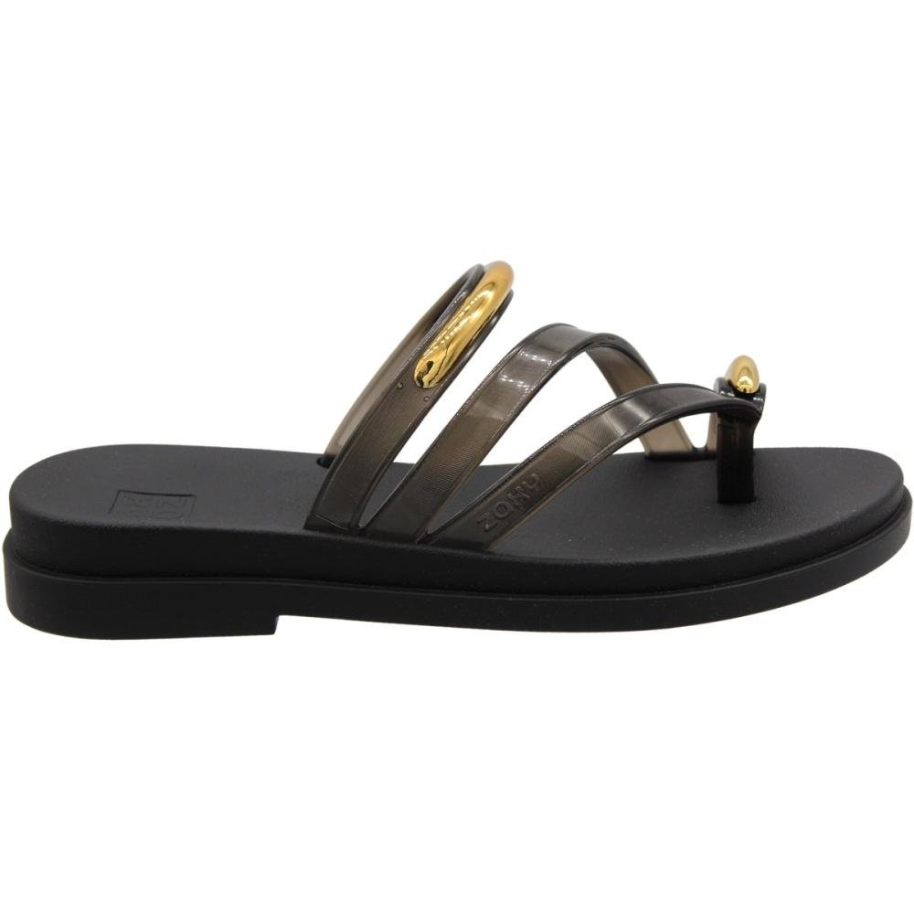 Chinelo de Dedo Zaxy Lume Tiras Metal Feminina Preto 2