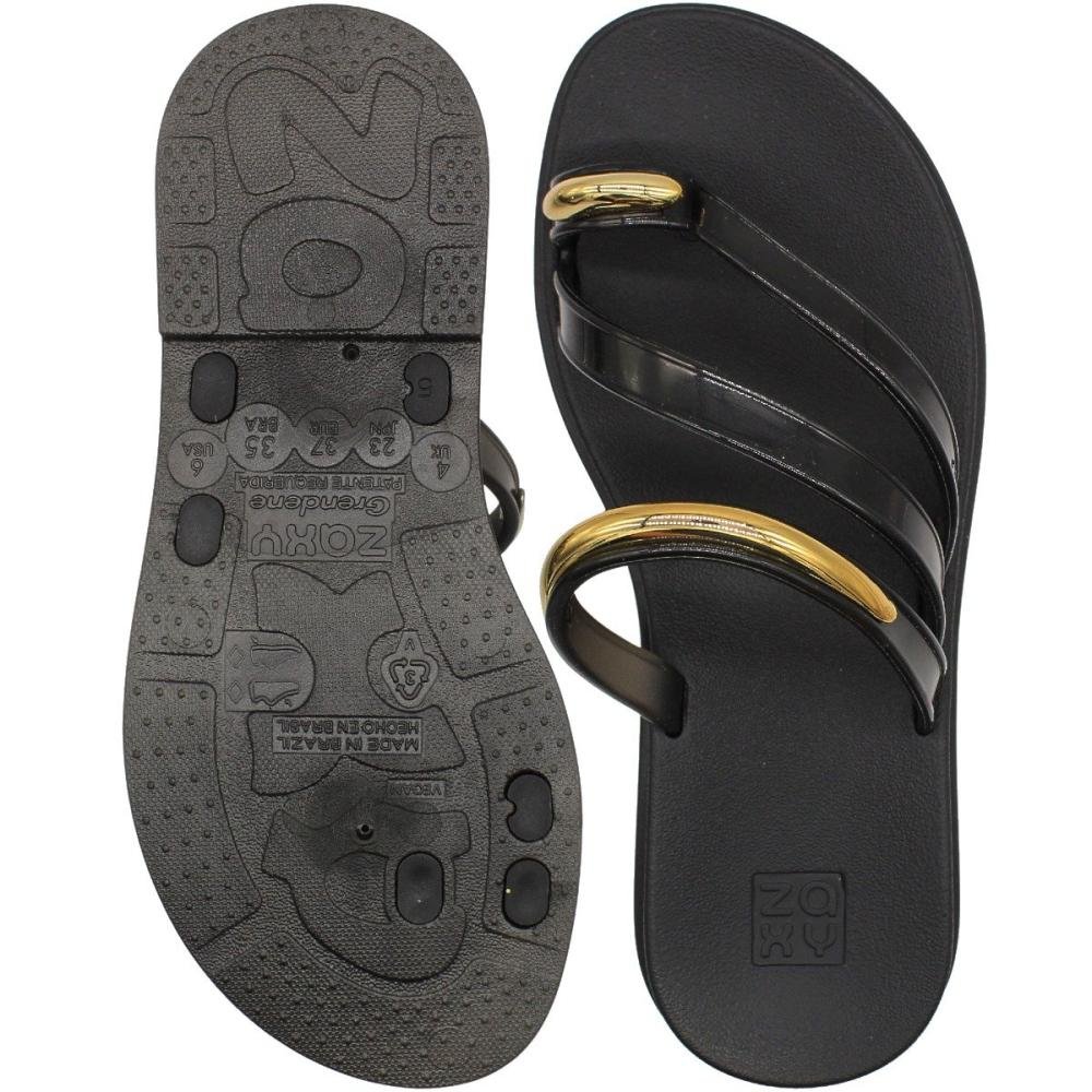 Chinelo de Dedo Zaxy Lume Tiras Metal Feminina Preto 3