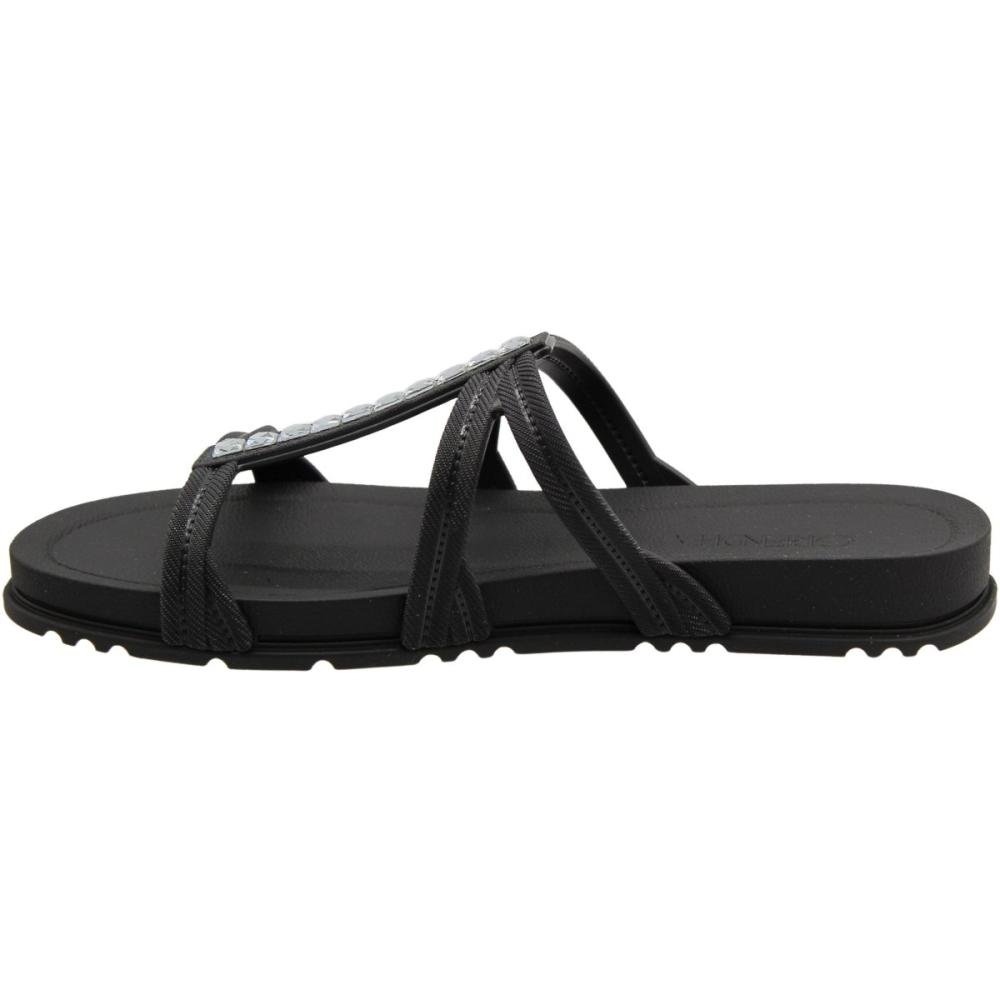 Chinelo Slide Grendha Cristais Tiras Finas Feminina Preto 3