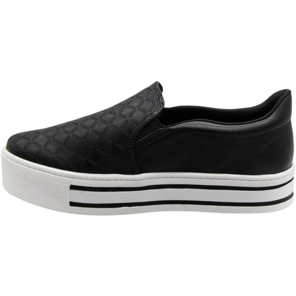 Tênis Slip On Via Marte Line Napa Flat Casual Feminina Preto 2