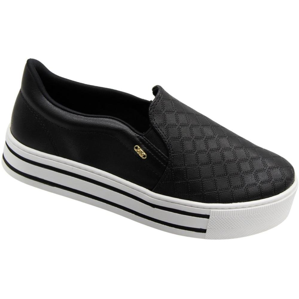 Tênis Slip On Via Marte Line Napa Flat Casual Feminina Preto 3