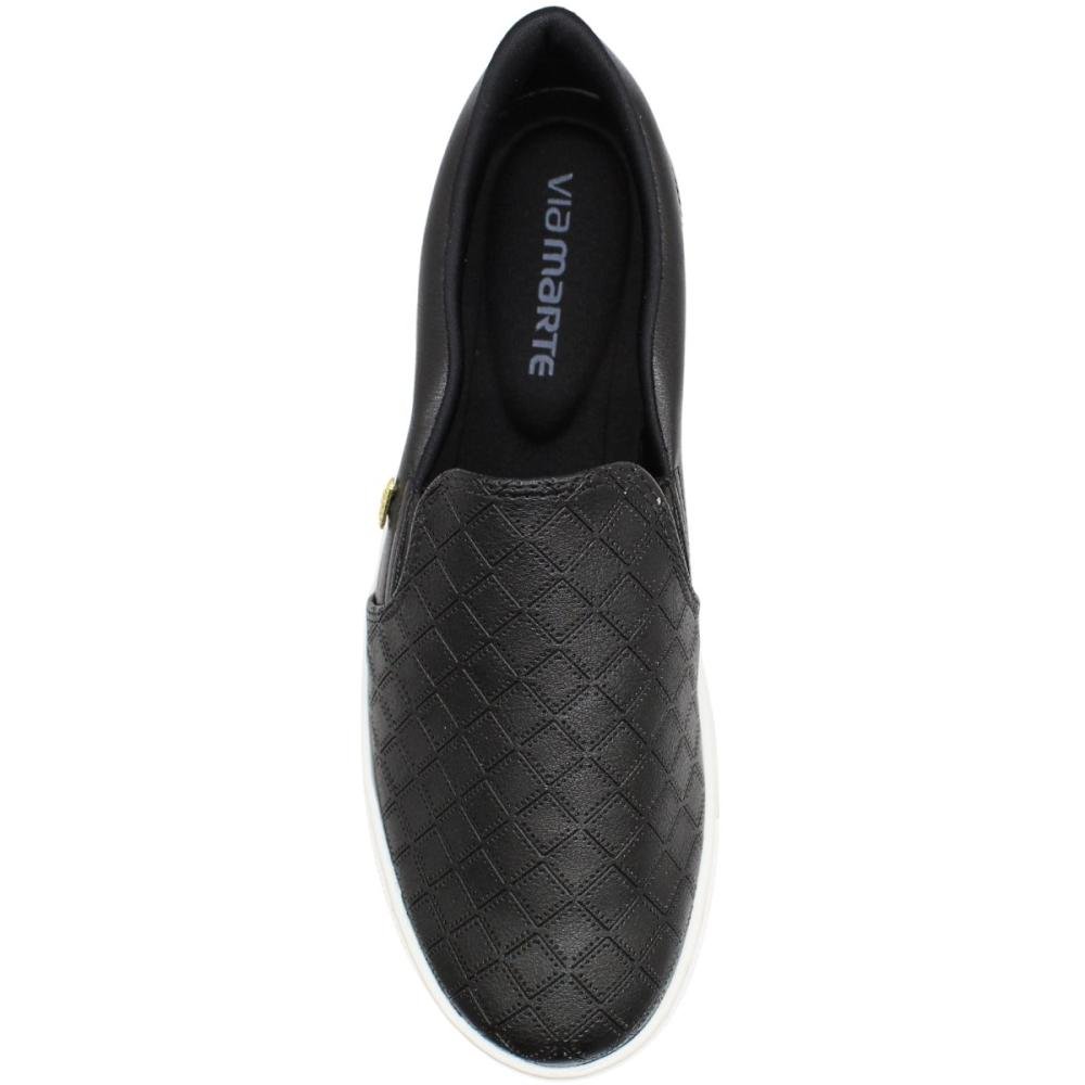 Tênis Slip On Via Marte Line Napa Flat Casual Feminina Preto 4