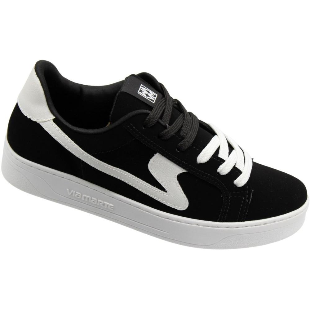 Tênis Casual Via Marte Nobuck Cadarço Duplo Clássico Feminino Preto 3