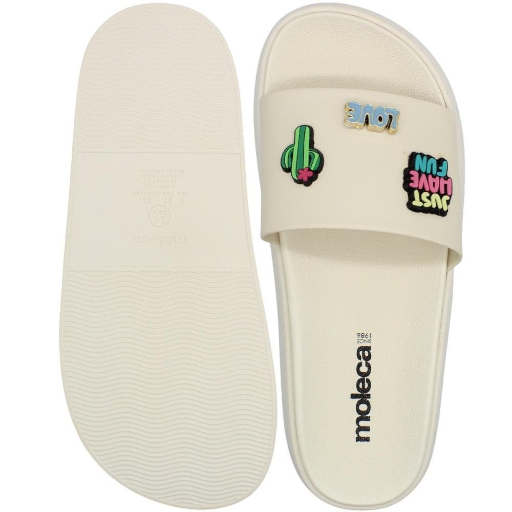 Chinelo Slide Moleca Napa Turim Apliques Feminino Branco 3