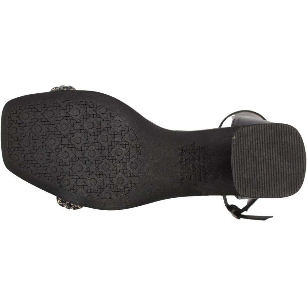 Sandália Dakota Vieri Pedraria Strass Salto Bloco Médio Feminina Preto 5