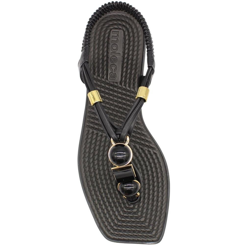 Sandália Rasteira Moleca Atenas Apliques Tiras Finas Feminina Preto 4