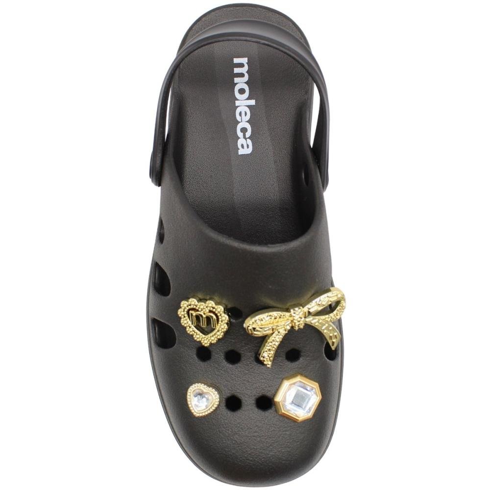 Sandália Salto Plataforma Moleca Apliques EVA Tratorada Feminina Preto 4