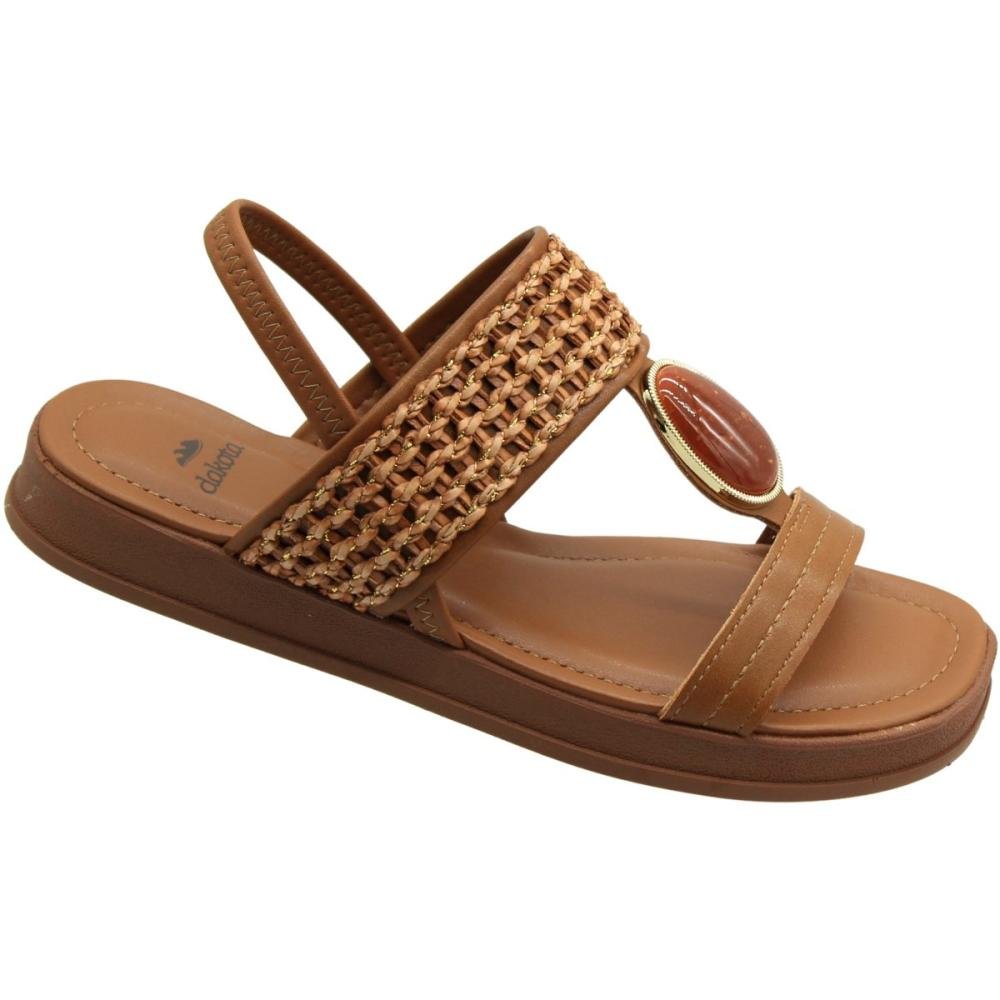 Sandália Plataforma Dakota Vertuo Tira Tramada Pedra Feminina Marrom 3
