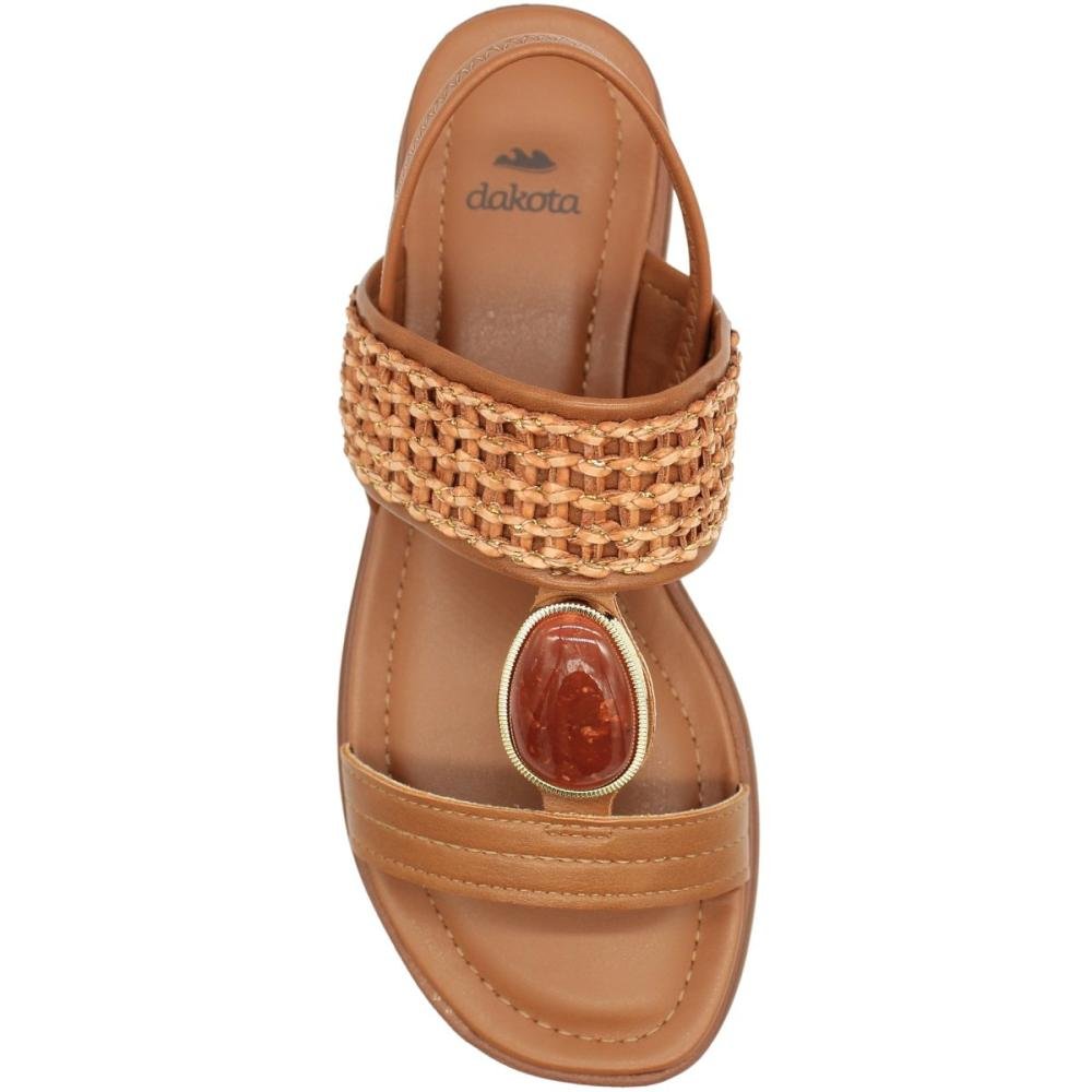 Sandália Plataforma Dakota Vertuo Tira Tramada Pedra Feminina Marrom 4