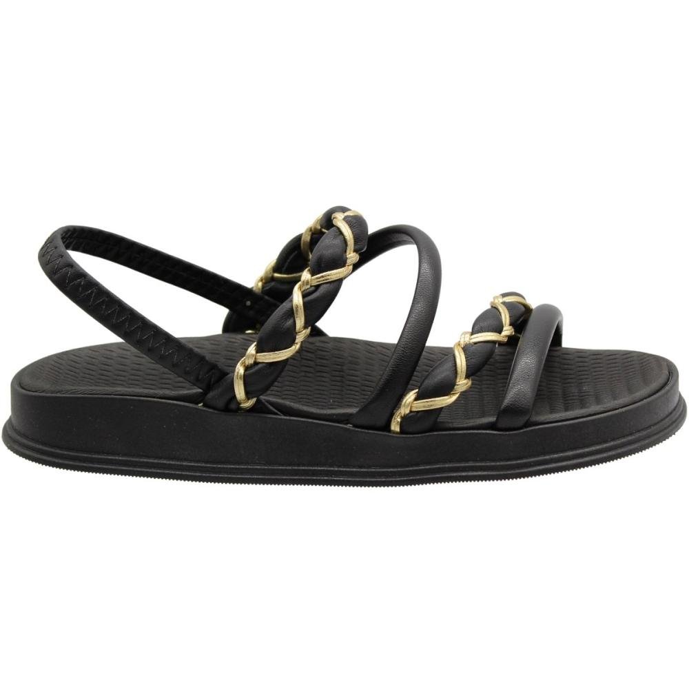 Sandália Papete Moleca Elas Napa Tiras Conforto Feminina