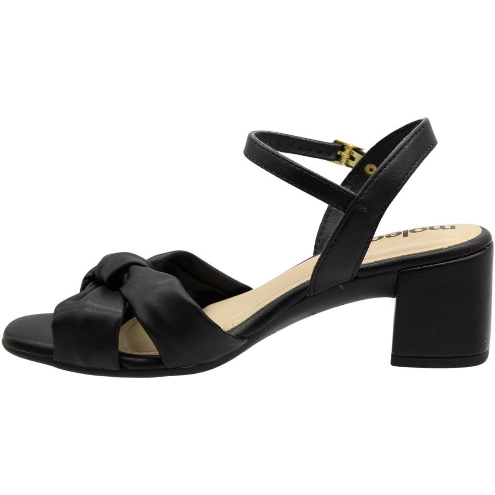 Sandália Salto Grosso Médio Moleca Napa Nó Confort Feminina Preto 2