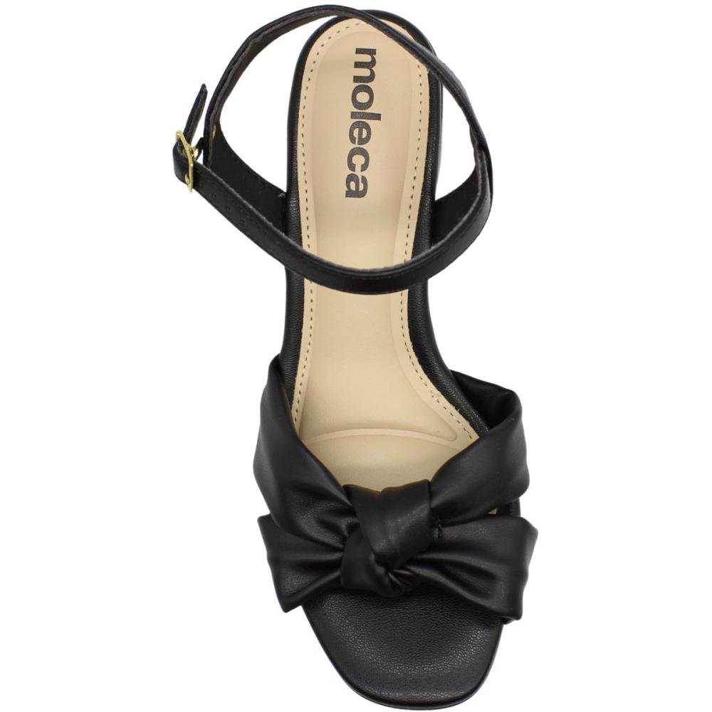 Sandália Salto Grosso Médio Moleca Napa Nó Confort Feminina Preto 4