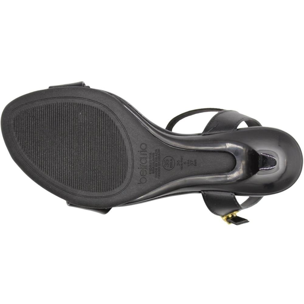 Sandália Salto Médio Beira Rio Napa Confortável Feminina Preto 5