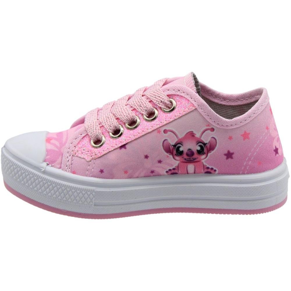 Tênis Casual Infantil Ortobessa Stitch Divertido Menina Rosa 2