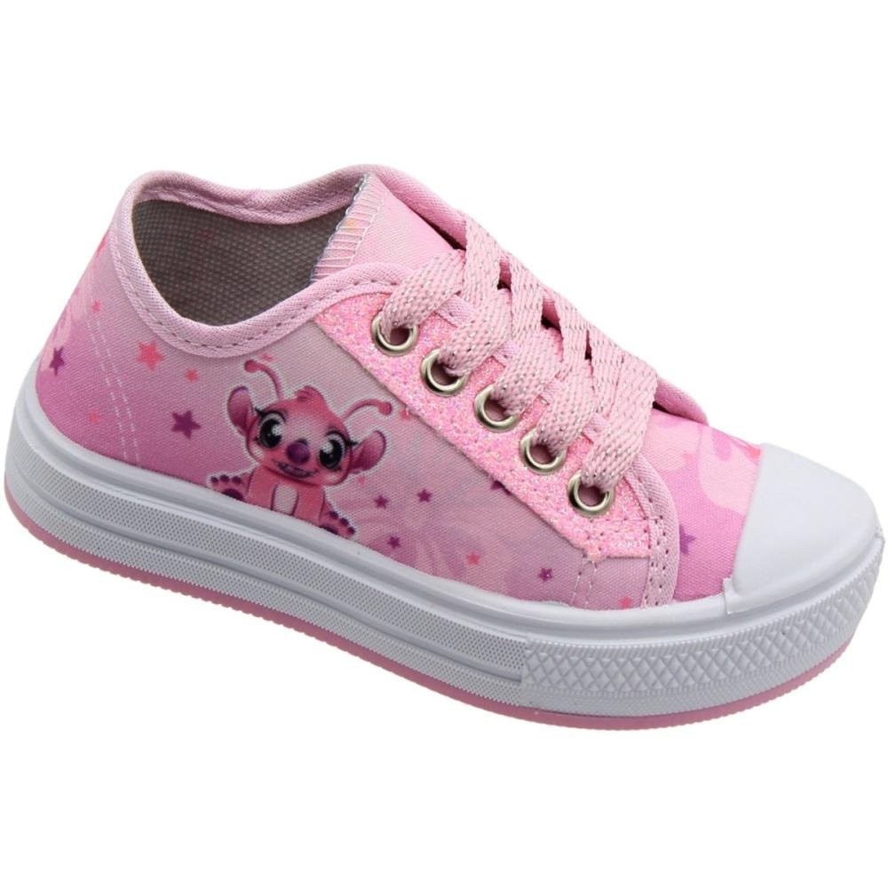 Tênis Casual Infantil Ortobessa Stitch Divertido Menina Rosa 3