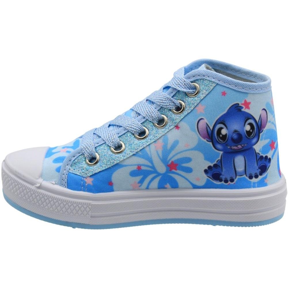 Tênis Casual Infantil Ortobessa Cano Médio Stitch Juvenil Menina Azul 2