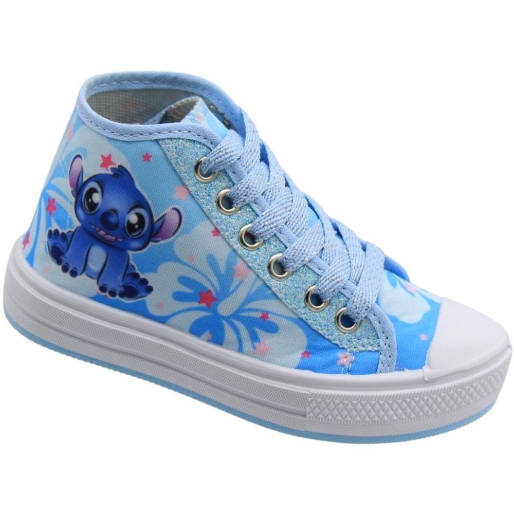 Tênis Casual Infantil Ortobessa Cano Médio Stitch Juvenil Menina Azul 3