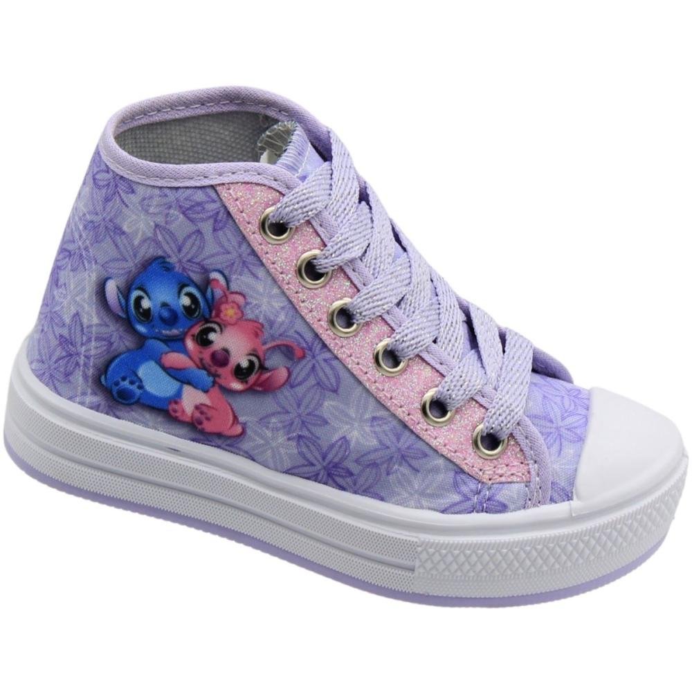 Tênis Casual Infantil Ortobessa Cano Médio Stitch Juvenil Menina Roxo 3