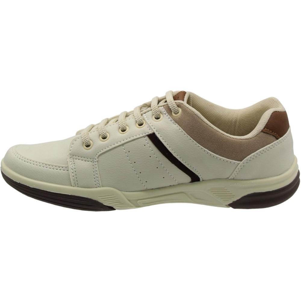 Sapatênis Confort Way Recortes Camurça Elástico Masculino Bege 2