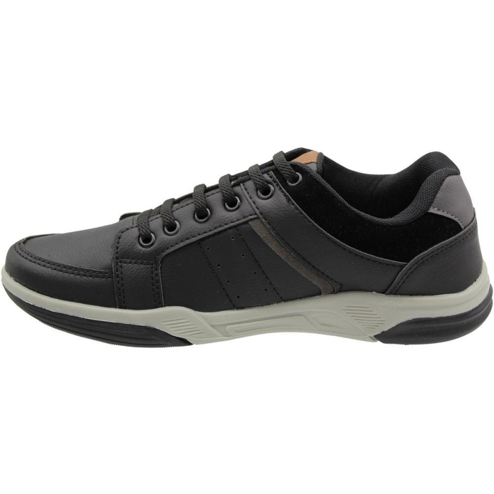 Sapatênis Confort Way Recortes Camurça Elástico Masculino Preto 2