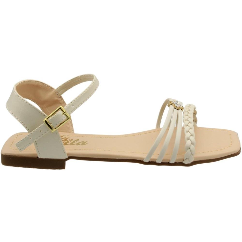 Sandália Rasteira Infantil Bia Bella Tiras Fina Aplique Menina