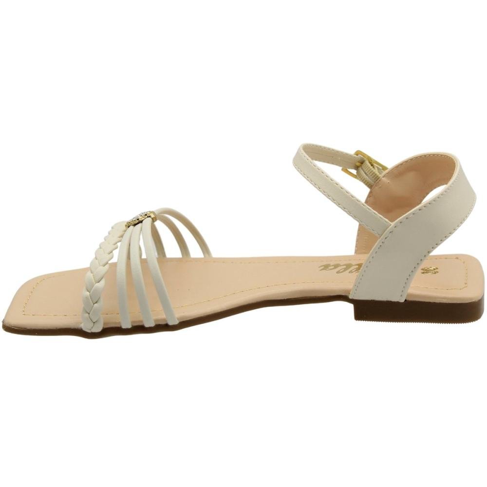 Sandália Rasteira Infantil Bia Bella Tiras Fina Aplique Menina Branco 2