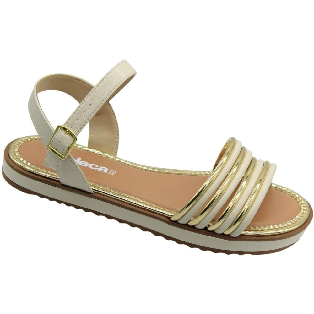 Sandália Plataforma Moleca Tiras Glamurosas Feminina Off White 3