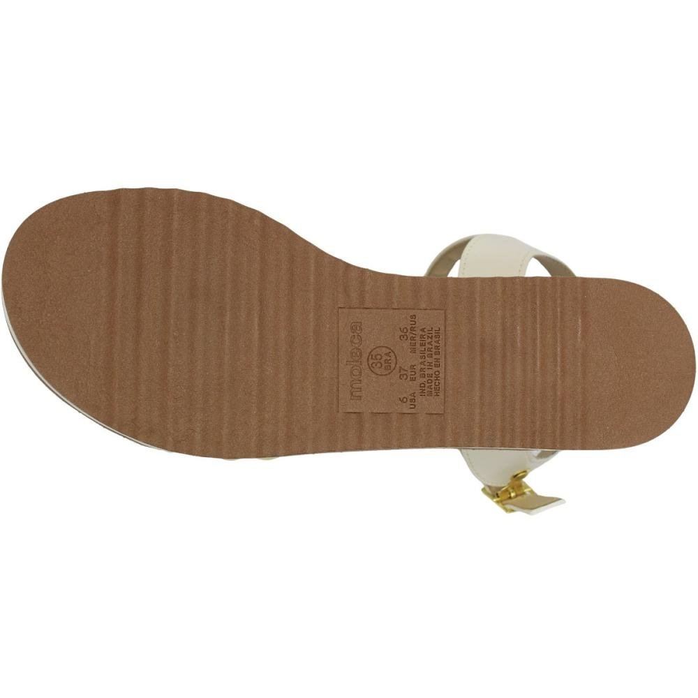 Sandália Plataforma Moleca Tiras Glamurosas Feminina Off White 5