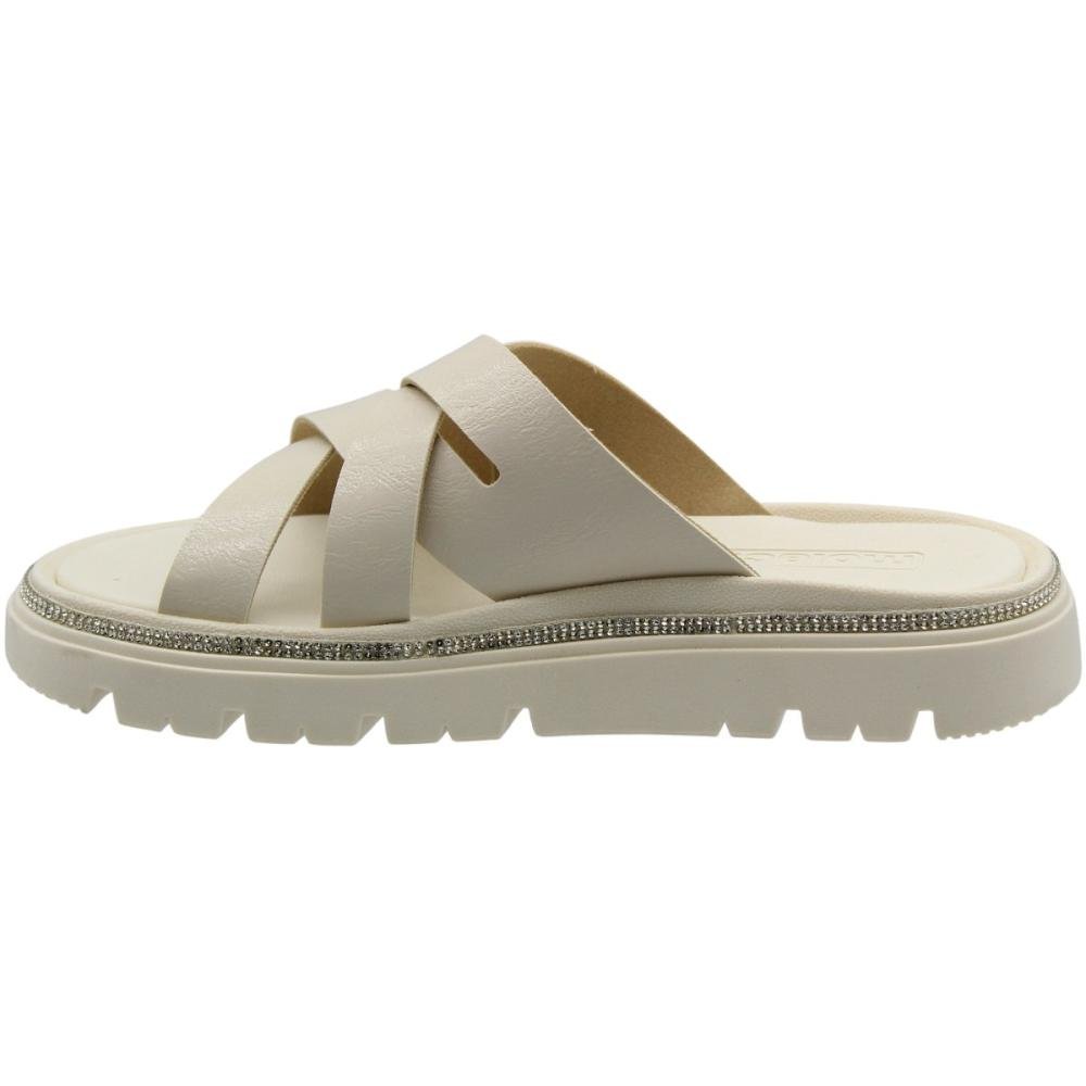 Tamanco Plataforma Slide Moleca Tiras Cruzadas Feminino Branco 2