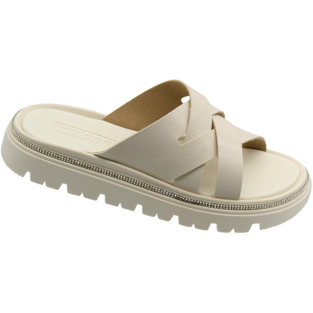 Tamanco Plataforma Slide Moleca Tiras Cruzadas Feminino Branco 3