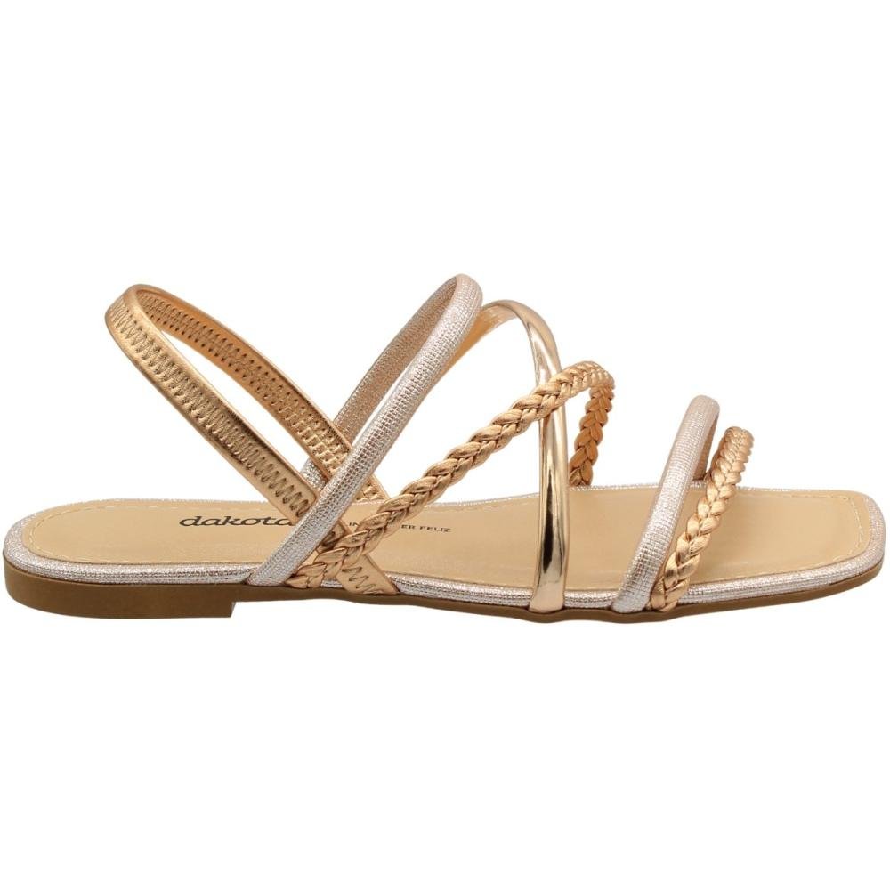 Sandália Rasteira Dakota Trançada Tiras Cruzadas Feminina