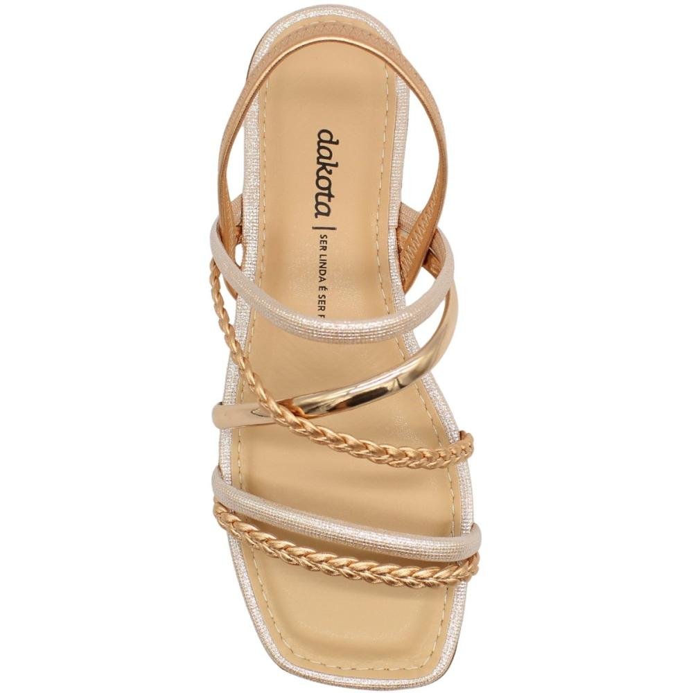 Sandália Rasteira Dakota Trançada Tiras Cruzadas Feminina Bege 4