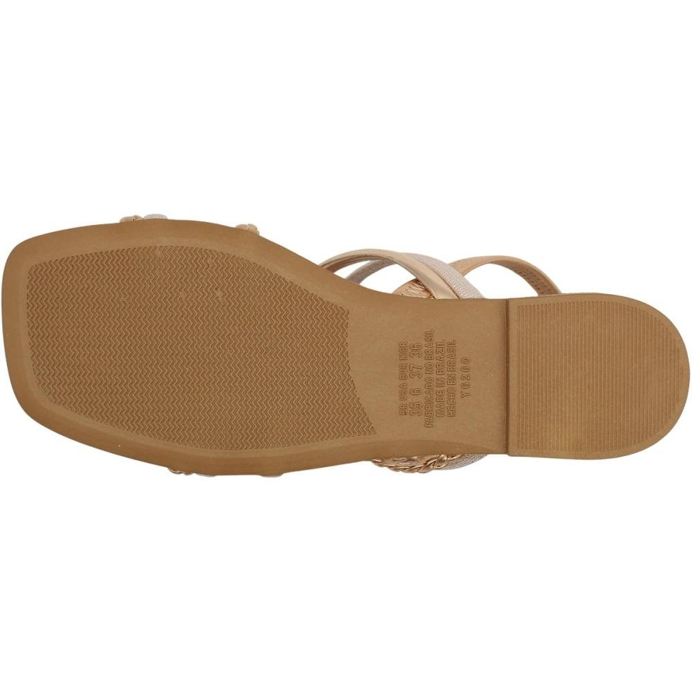 Sandália Rasteira Dakota Trançada Tiras Cruzadas Feminina Bege 5