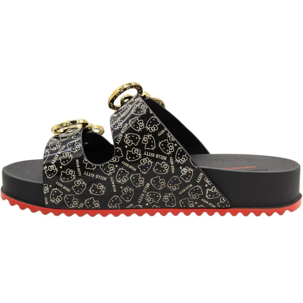 Chinelo Slide Zaxy Kitty Fivela de Laço Metalizada Feminina Preto 2