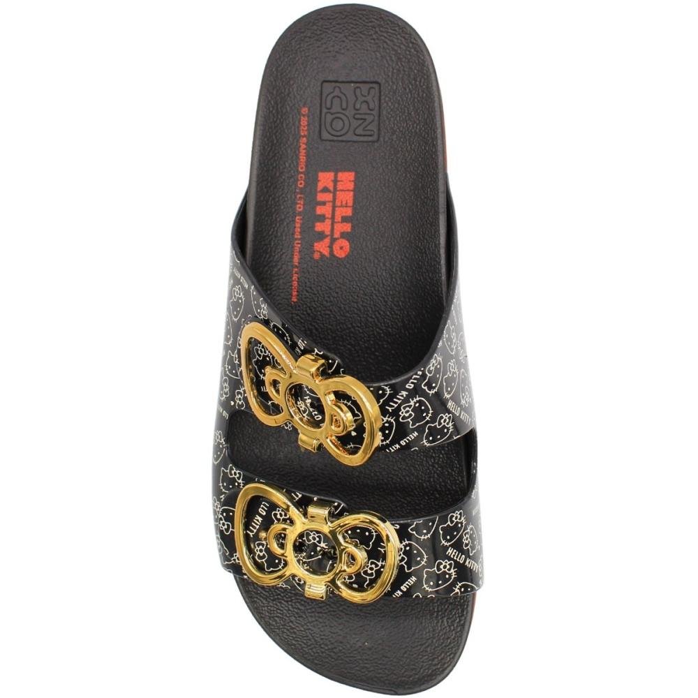 Chinelo Slide Zaxy Kitty Fivela de Laço Metalizada Feminina Preto 4