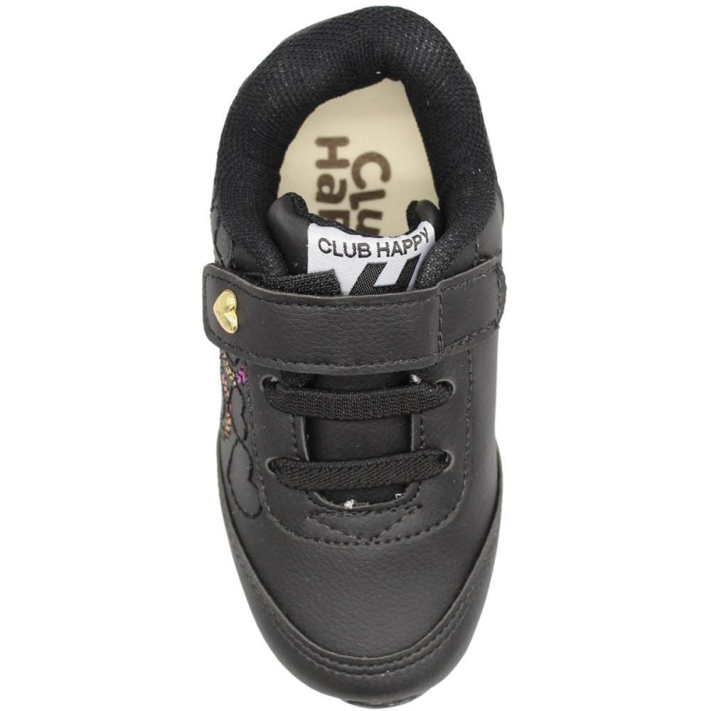 Tênis Jogging Infantil Club Happy Corações Galaxy Menina Preto 4