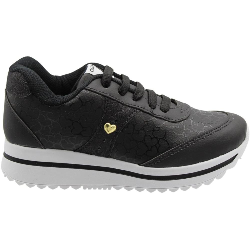 Tênis Jogging Infantil Club Happy Corações Gloss Menina