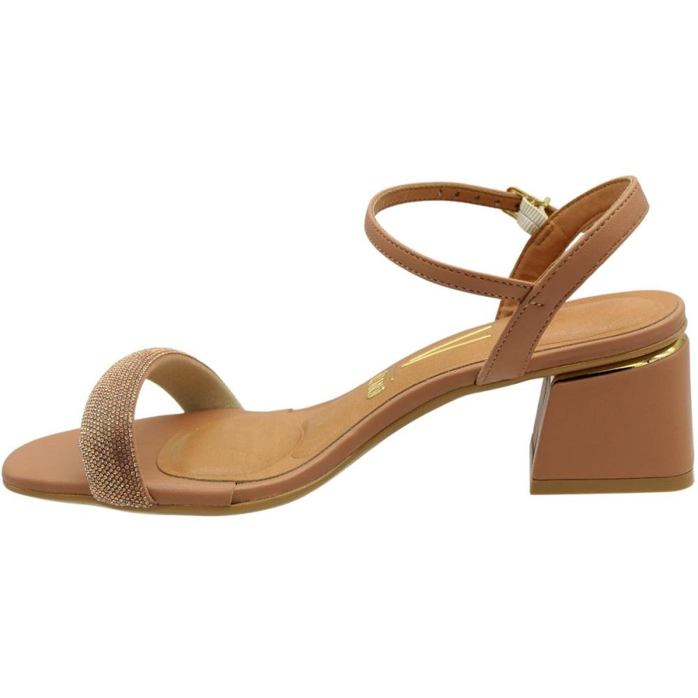 Sandália Vizzano Tira Brilhante Elegante Salto Médio Feminino Marrom 2