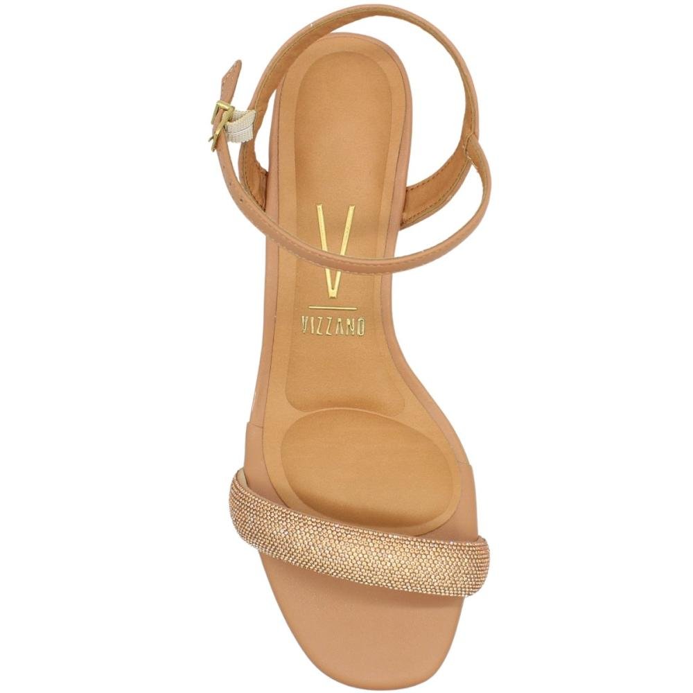 Sandália Vizzano Tira Brilhante Elegante Salto Médio Feminino Marrom 4