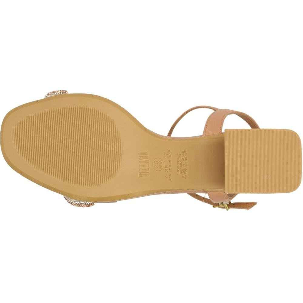 Sandália Vizzano Tira Brilhante Elegante Salto Médio Feminino Marrom 5