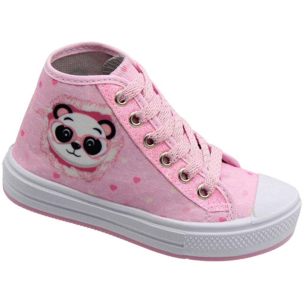 Tênis Casual Infantil Ortobessa Cano Alto Panda Menina Rosa 3