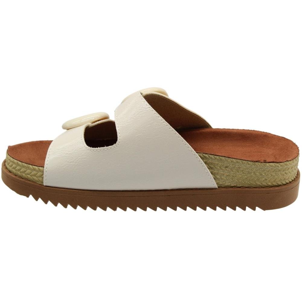 Tamanco Plataforma Slide Moleca Fivela Lua Verniz Feminino Branco 2