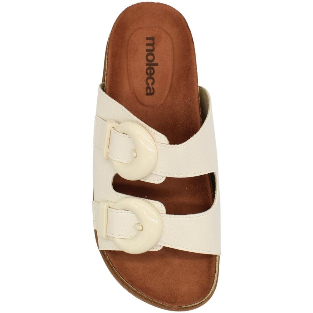 Tamanco Plataforma Slide Moleca Fivela Lua Verniz Feminino Branco 4