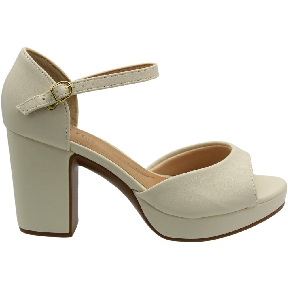 Sandália Salto Médio Bloco Beira Rio Peep Toe Feminina