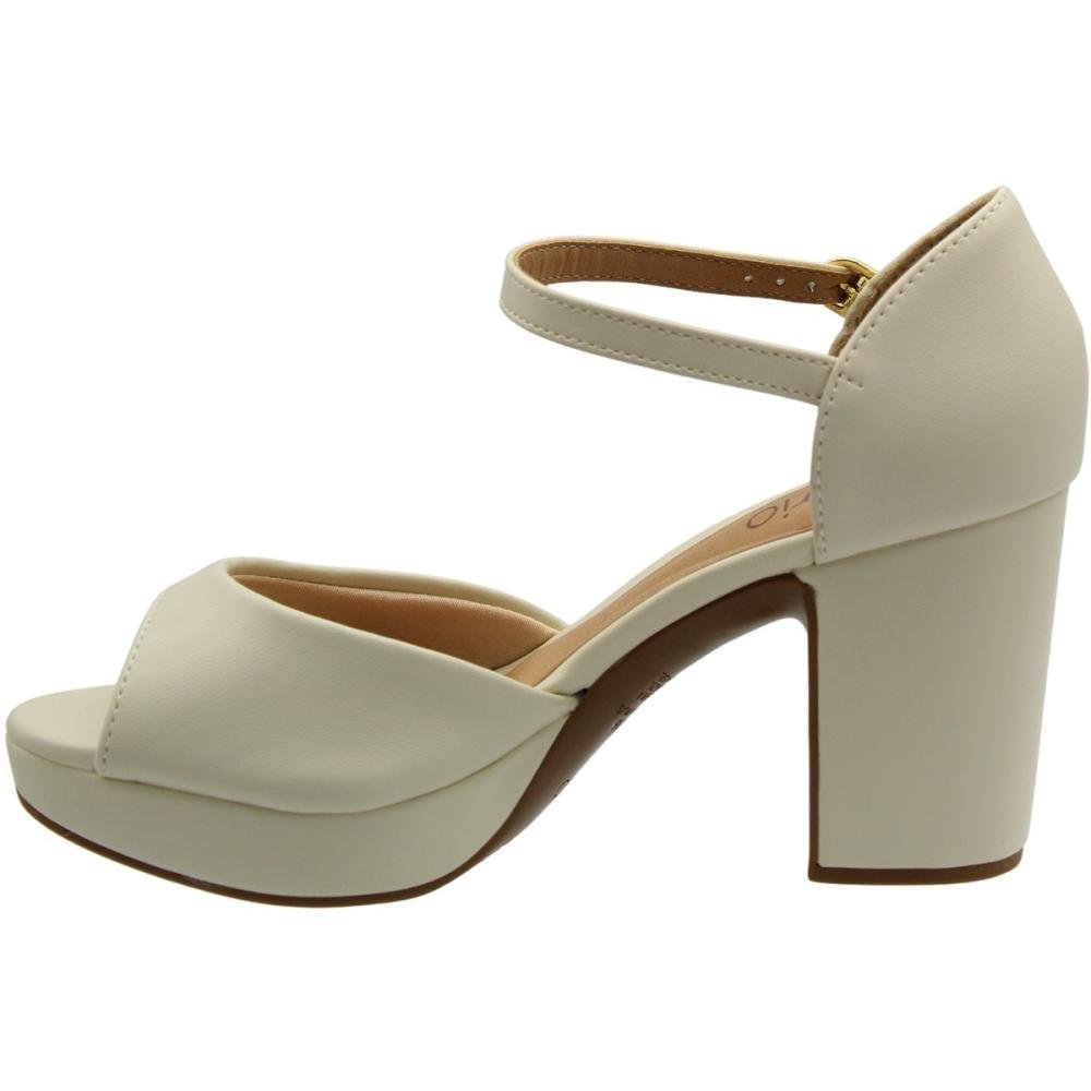 Sandália Salto Médio Bloco Beira Rio Peep Toe Feminina Bege 2