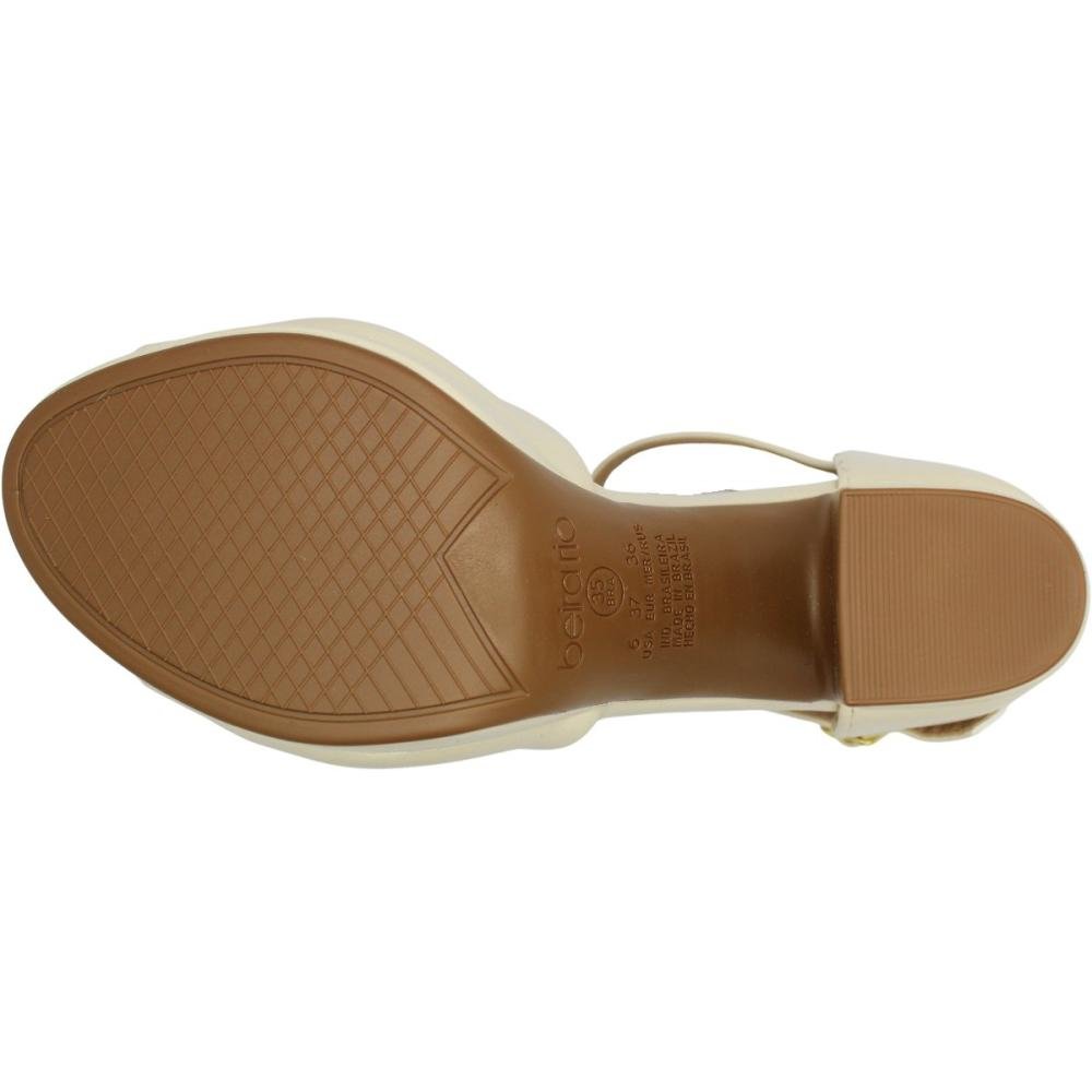 Sandália Salto Médio Bloco Beira Rio Peep Toe Feminina Bege 5
