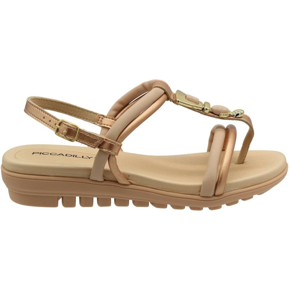 Sandália Salto Baixo Piccadilly Adorno Em Pedraria Feminina