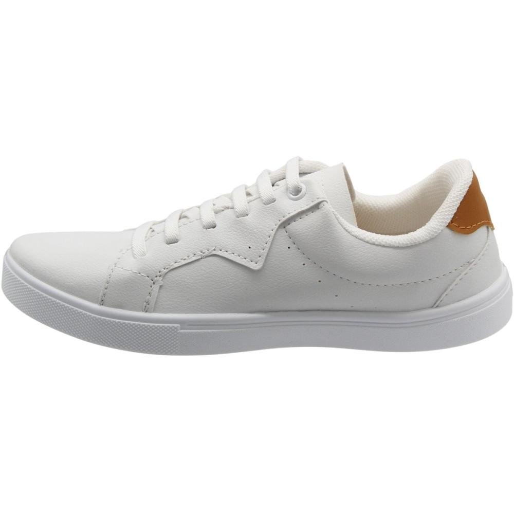 Tênis Casual Mendii Cadarço Elástico Aplique Metálico Feminino Branco 2